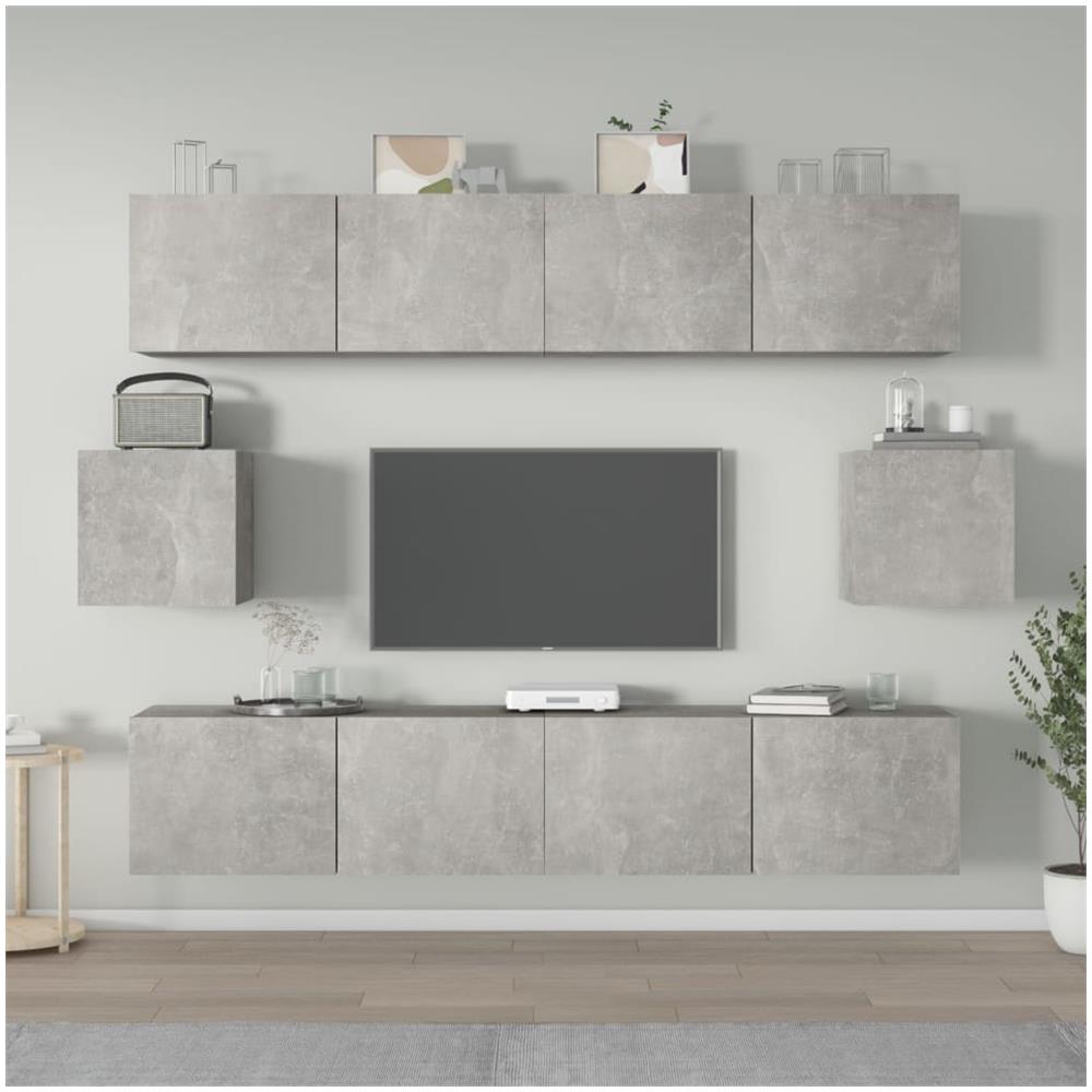 Set di Mobili Porta TV 6 pz Grigio Cemento in Legno Multistrato - Foto 1