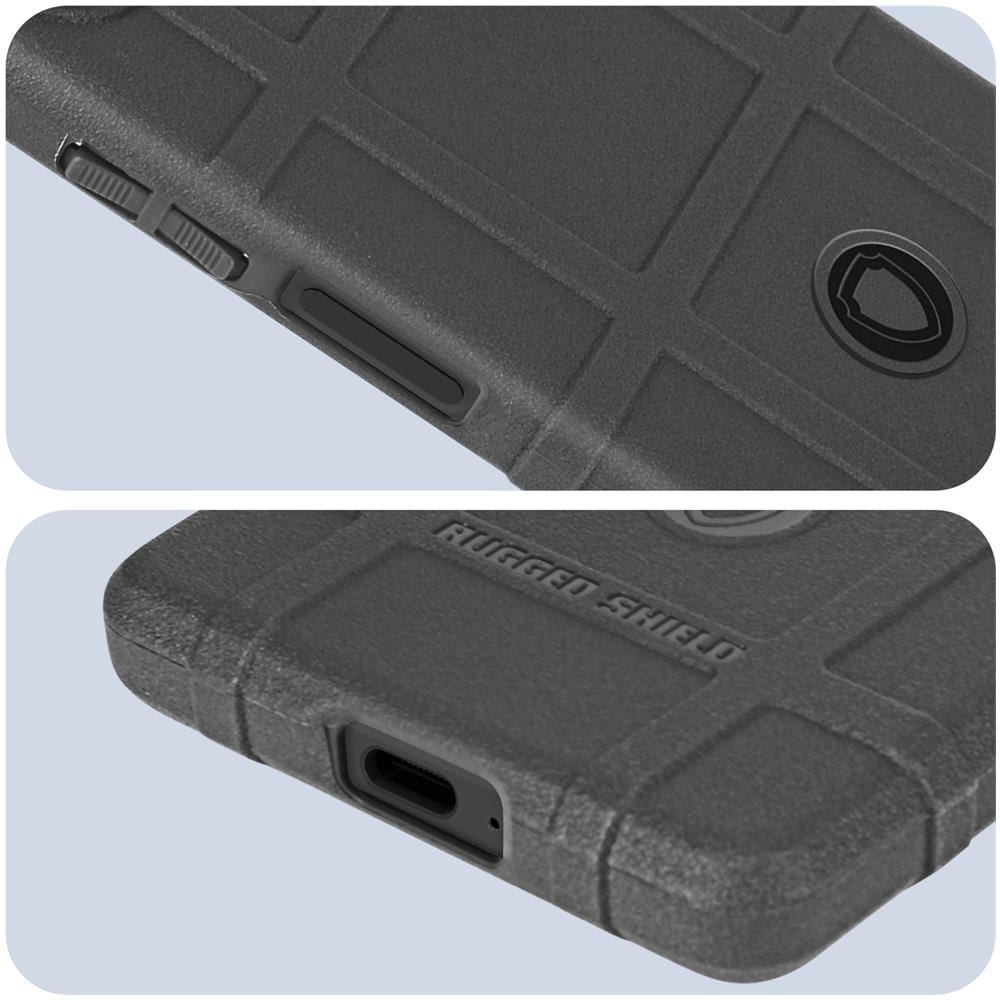 Cover Per Sony Xperia 5 V Silicon Antiscivolo Rilievo Rugged Shield Nera - Foto 5