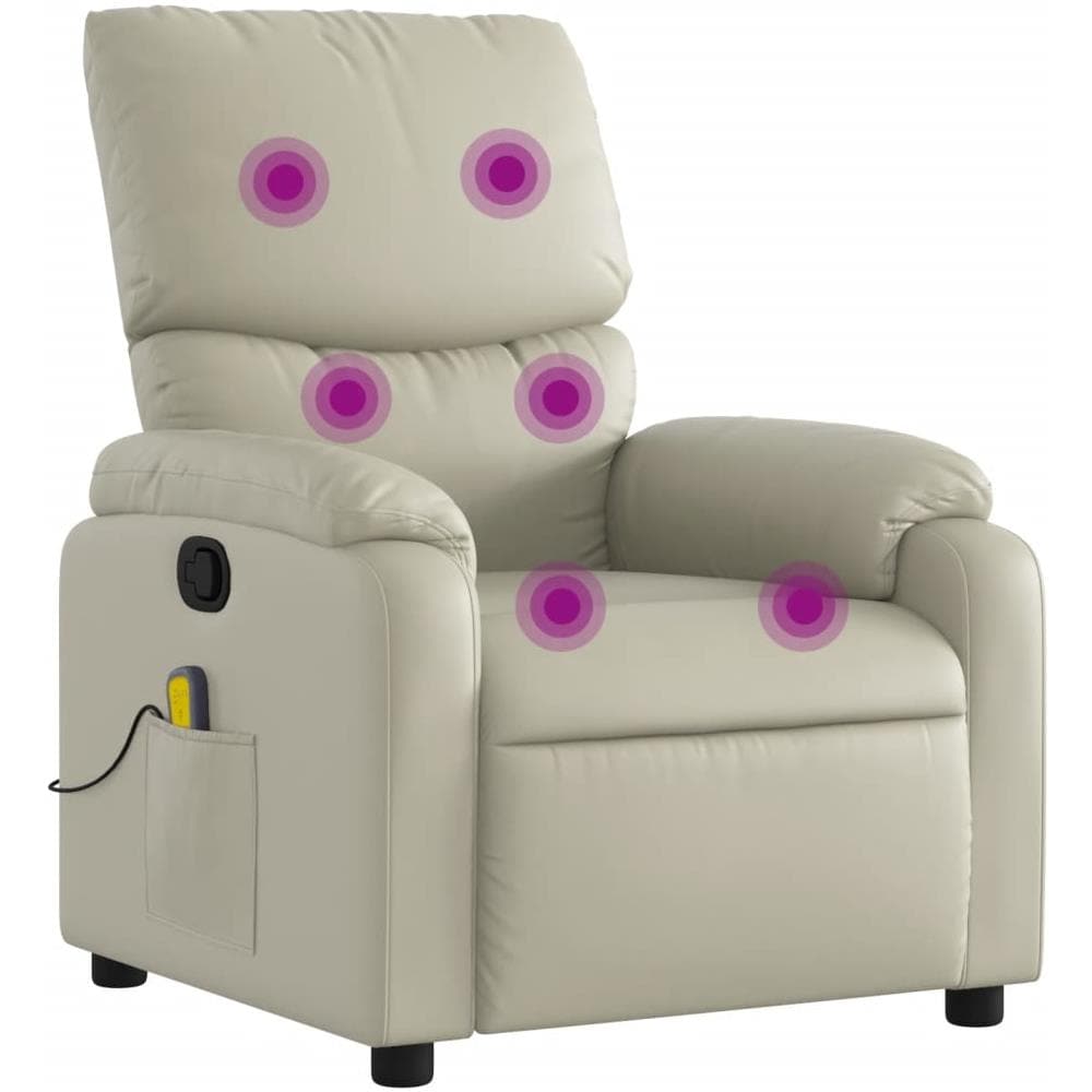Poltrona Da Massaggiante Reclinabile Crema Similpelle - Foto 1