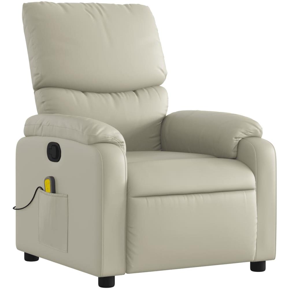 Poltrona Da Massaggiante Reclinabile Crema Similpelle - Foto 2
