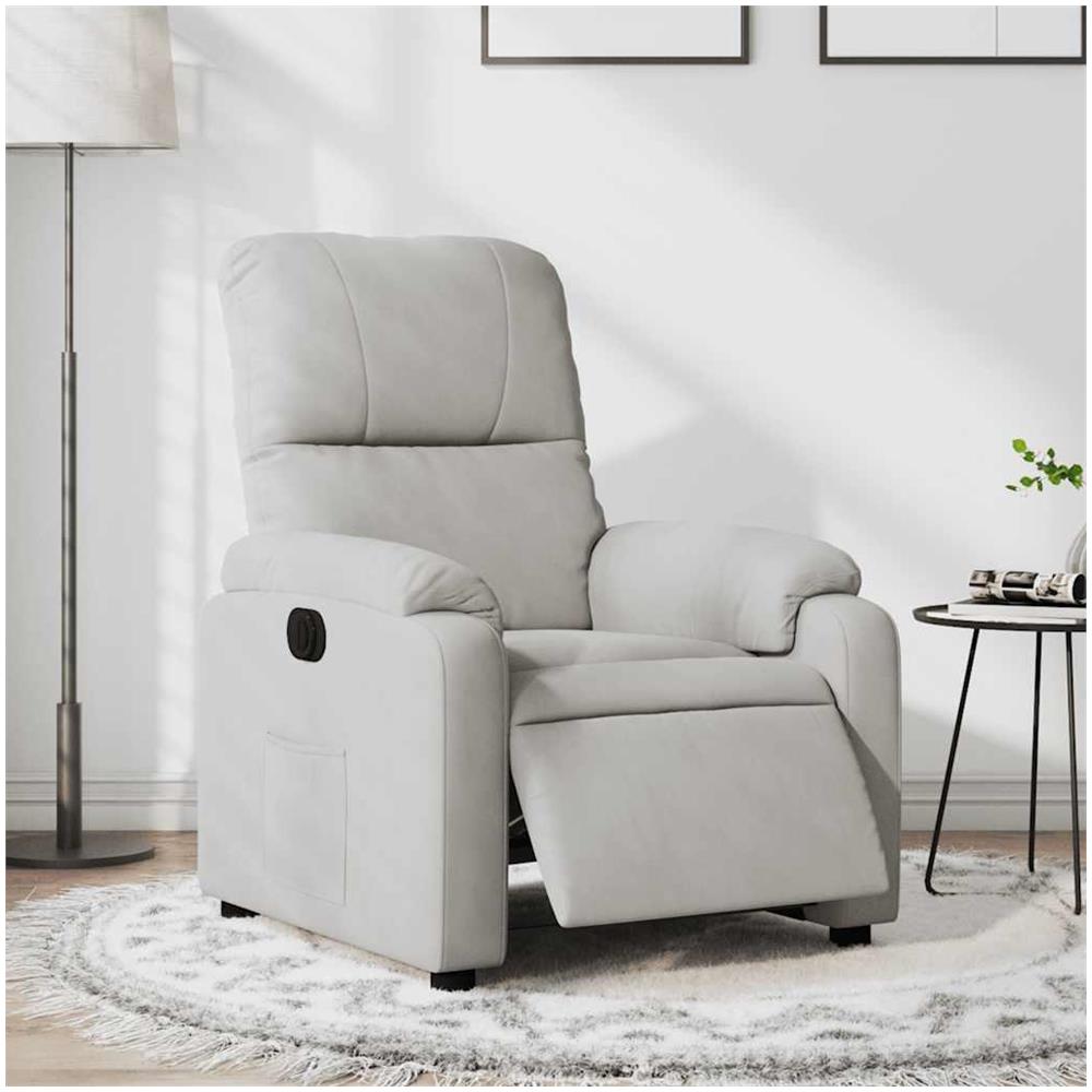 Poltrona Reclinabile Elettrica Grigio Chiaro Tessuto Microfibra - Foto 2