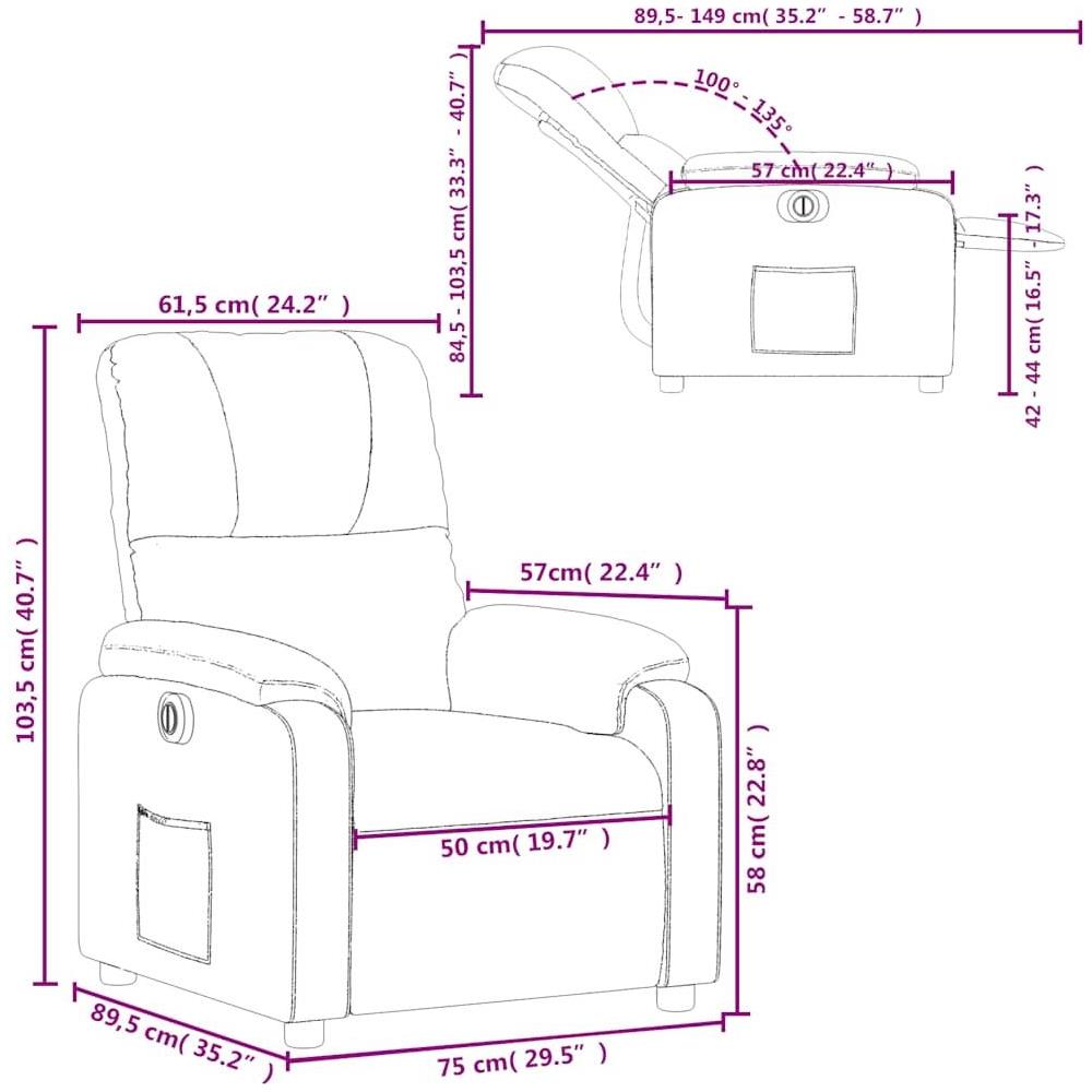 Poltrona Reclinabile Elettrica Grigio Chiaro Tessuto Microfibra - Foto 10