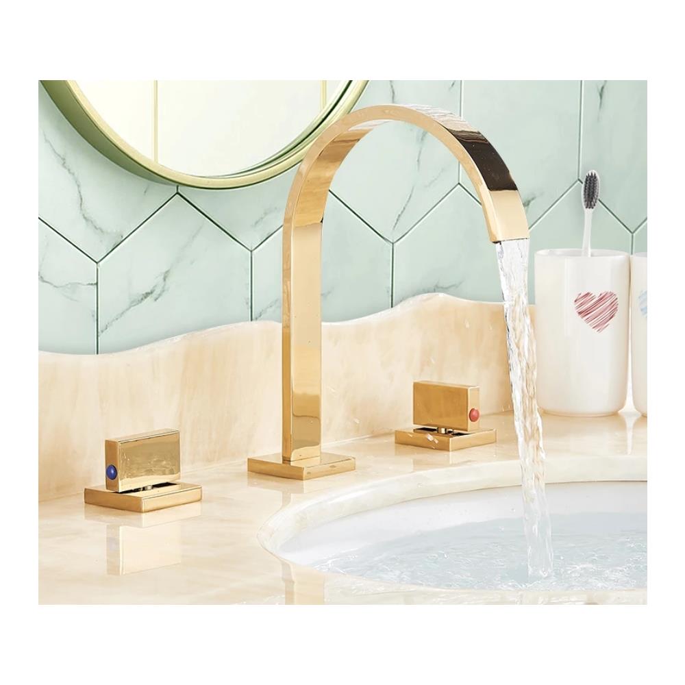 Rubinetto per lavabo da bagno, Blackswan, tipo M60, modello oro, misura 24 cm - Foto 4