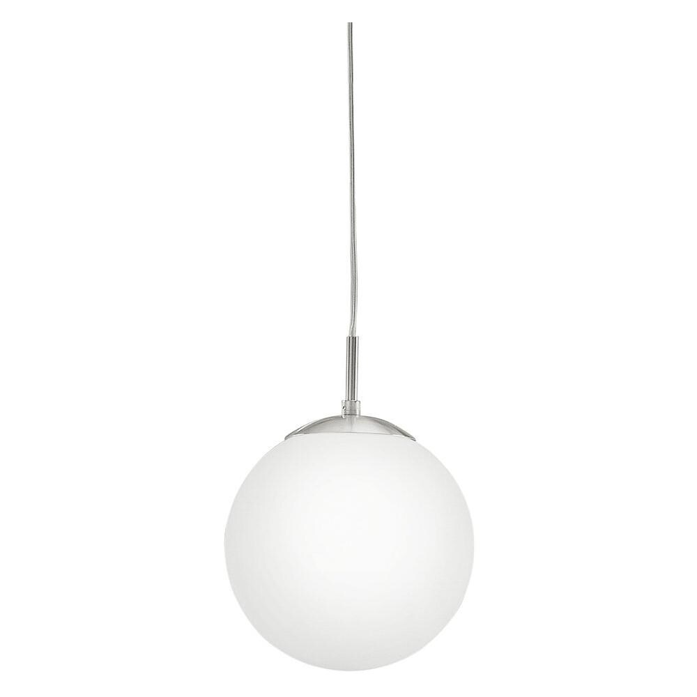 Rondo Sospensione Sfera Vetro Bianco Piu Nickel 100w E27 Diametro 20cm - Foto 1
