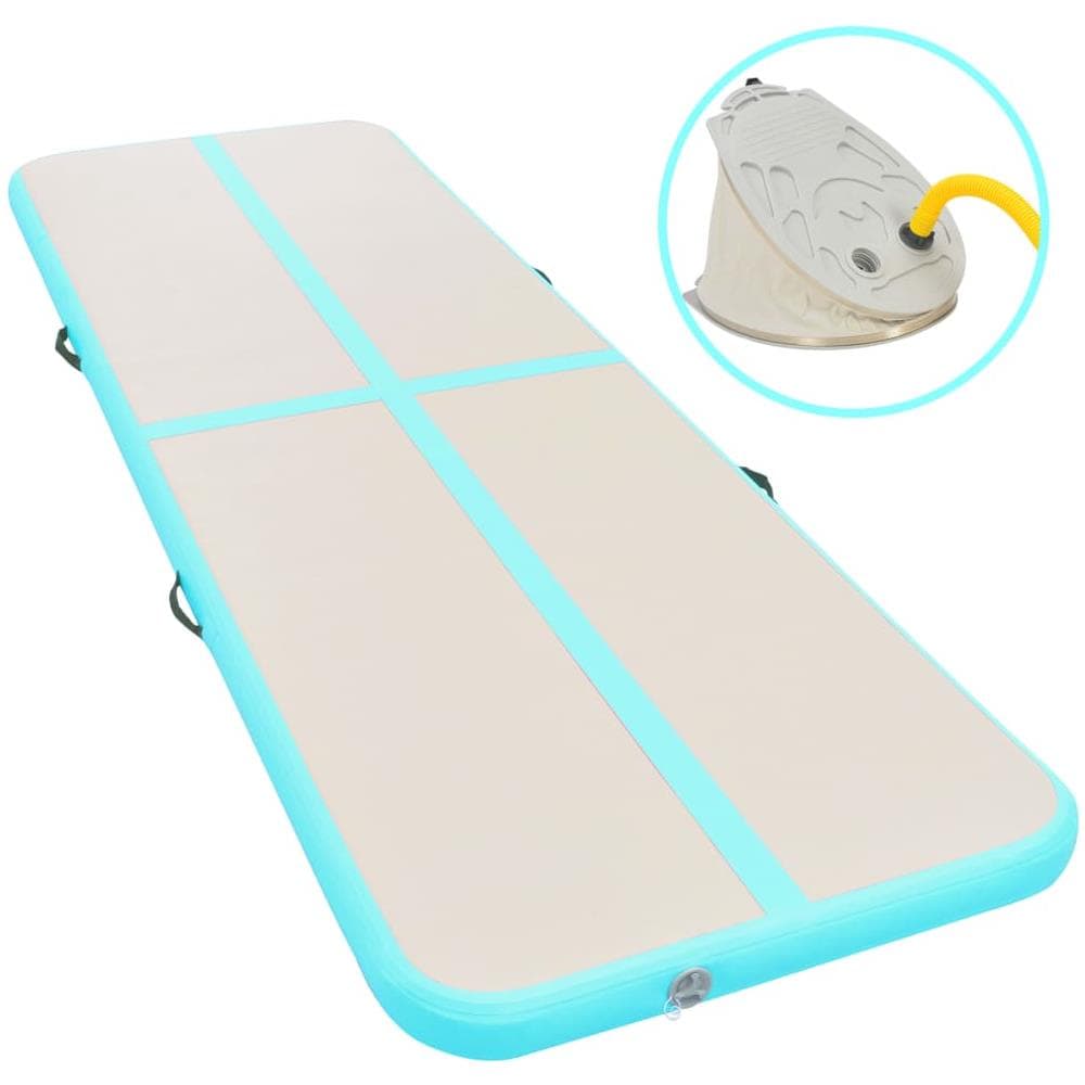 Tappetino Ginnastica Gonfiabile Con Pompa 500x100x10cm Pvc Verde - Foto 1