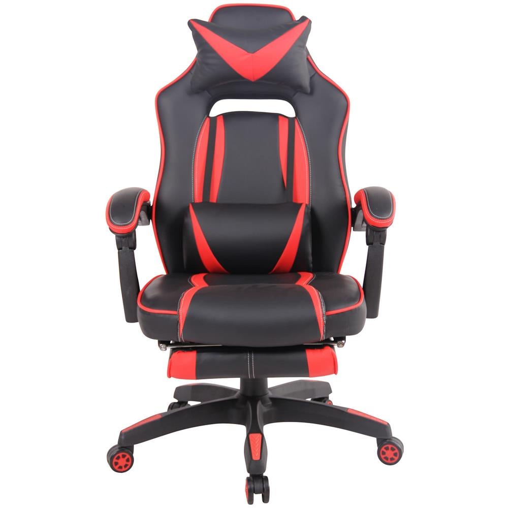 Sedia Gaming Heat con Poggiapiedi in Similpelle I Poltrona Racing Scrivania con Schienale Reclinabile E Doppio Cuscino Nero / Rosso - Foto 2