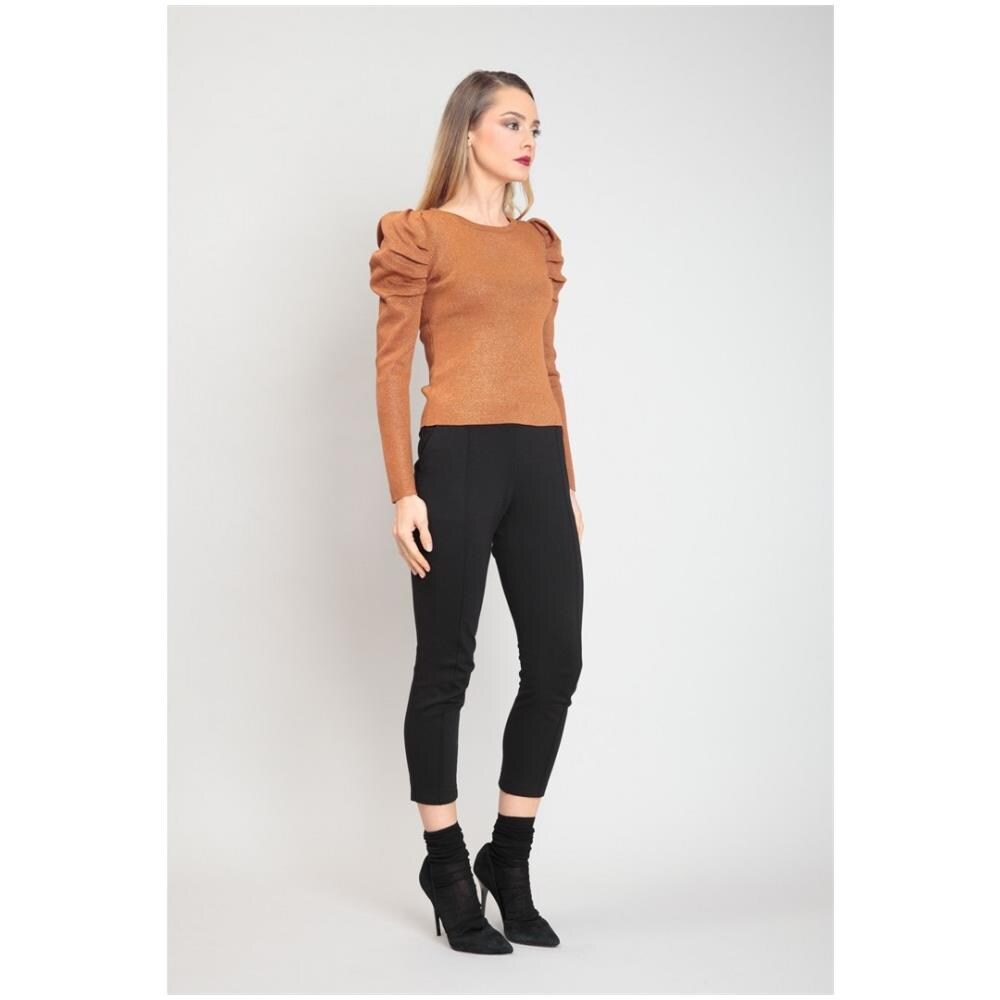 AnnaCristyShop - Maglia Lame Spalle Sbuffo Tg. S Colore: Marrone - ePRICE