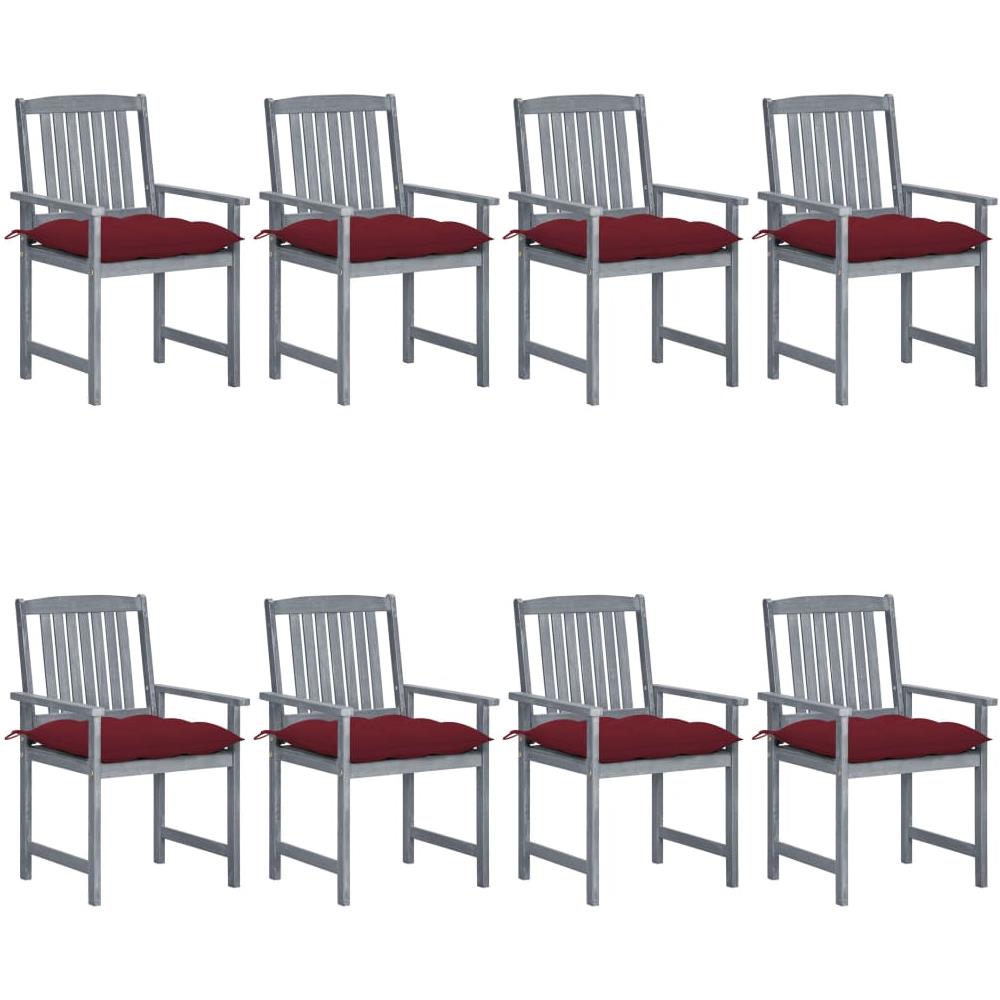 Sedie da Giardino con Cuscini 8 pz in Massello di Acacia Grigie - Foto 1