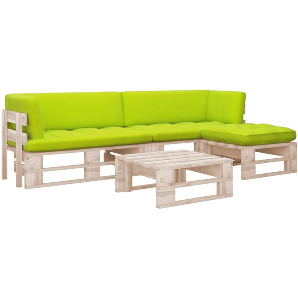 Set Divani a Pallet e Cuscini 4 pz in Legno di Pino Impregnato - Foto 1
