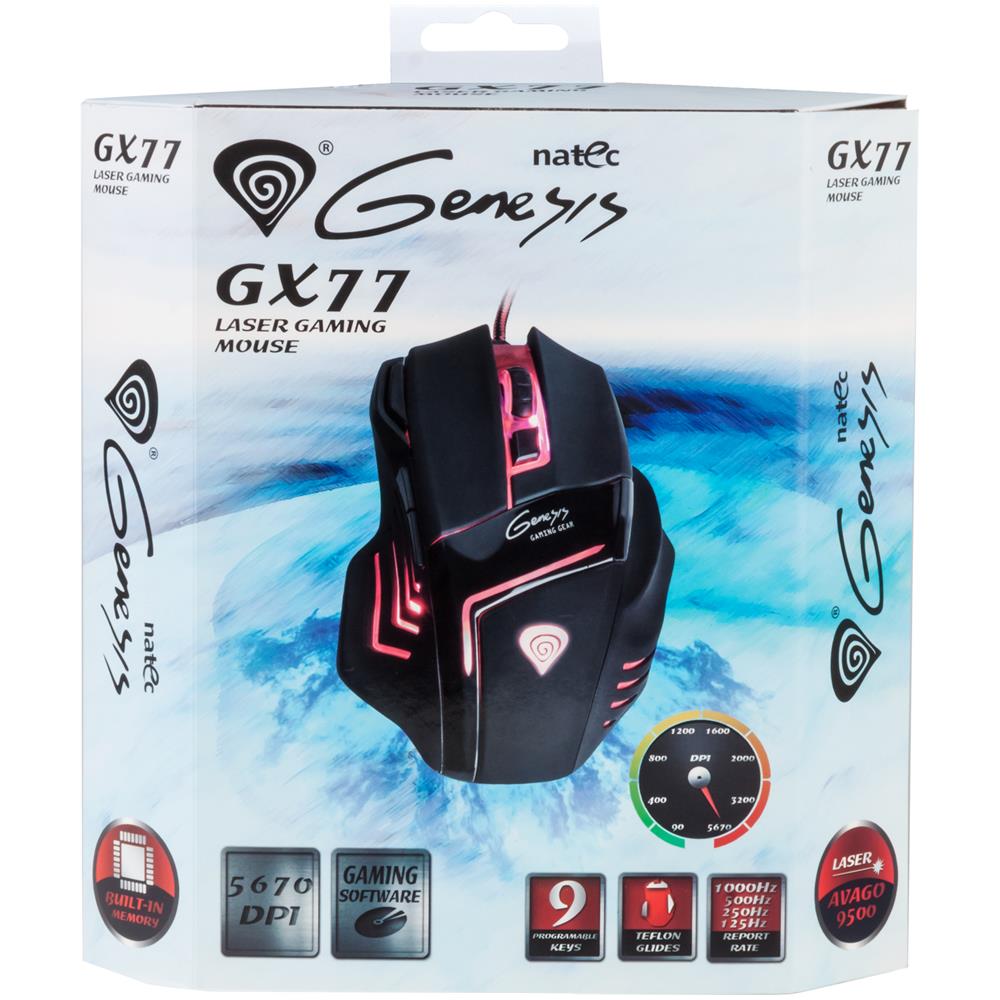 GX77 USB Laser 5670DPI Mano destra Nero, Rosso mouse - Foto 6