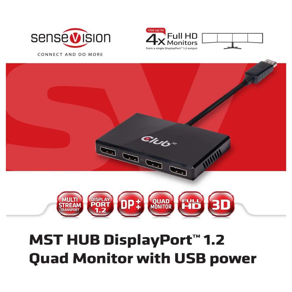 Multi Stream Transport (MST) Hub DisplayPort™ 1.2 Quad Monitor USB Powered - Foto 4