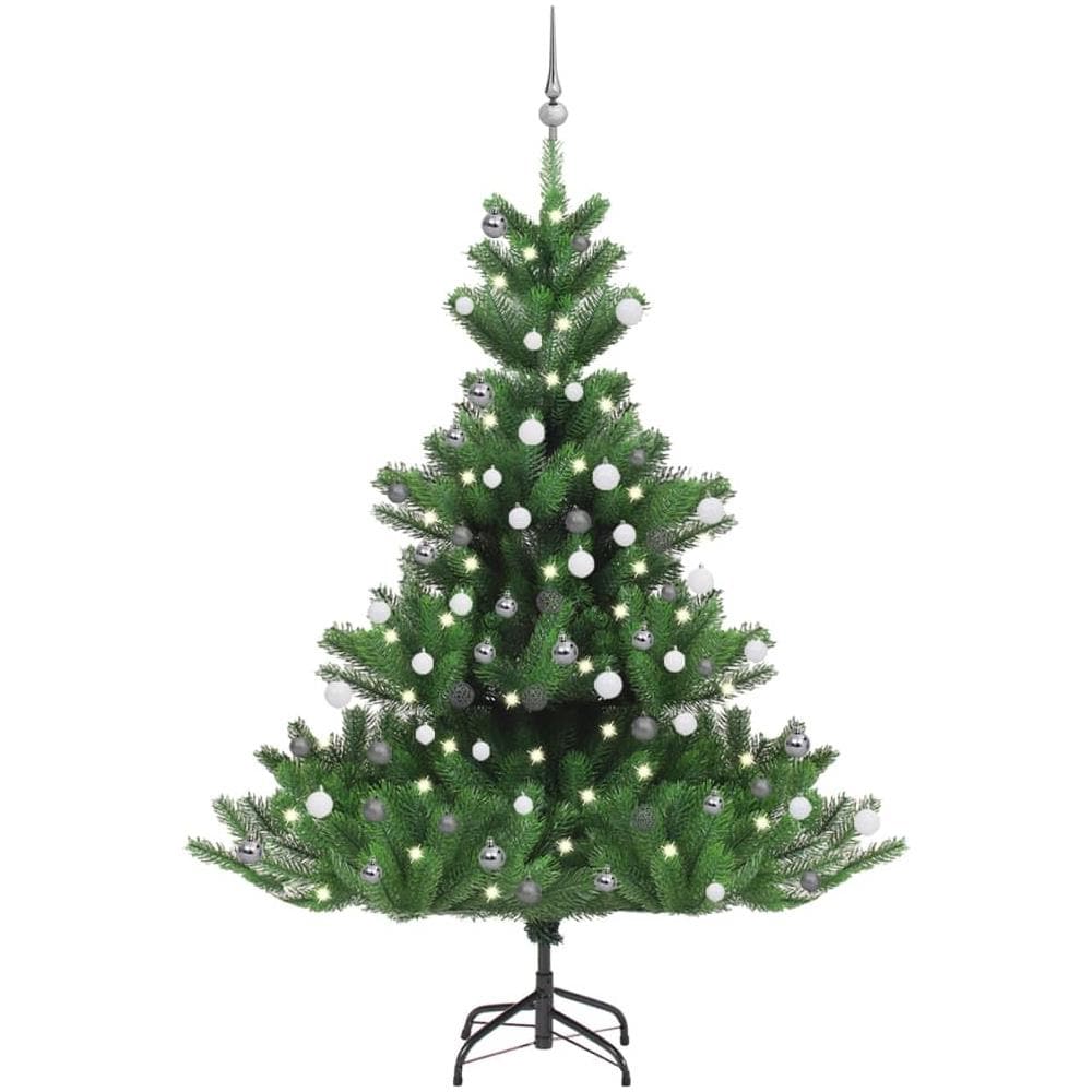 Albero Natale Artificiale Nordmann LED Palline Verde 180 cm - Foto 1