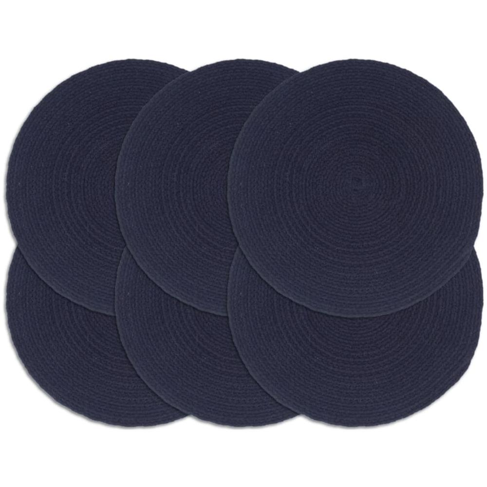Tovagliette 6 Pz Blu Marino Neutro 38 Cm Rotonde In Cotone - Foto 1