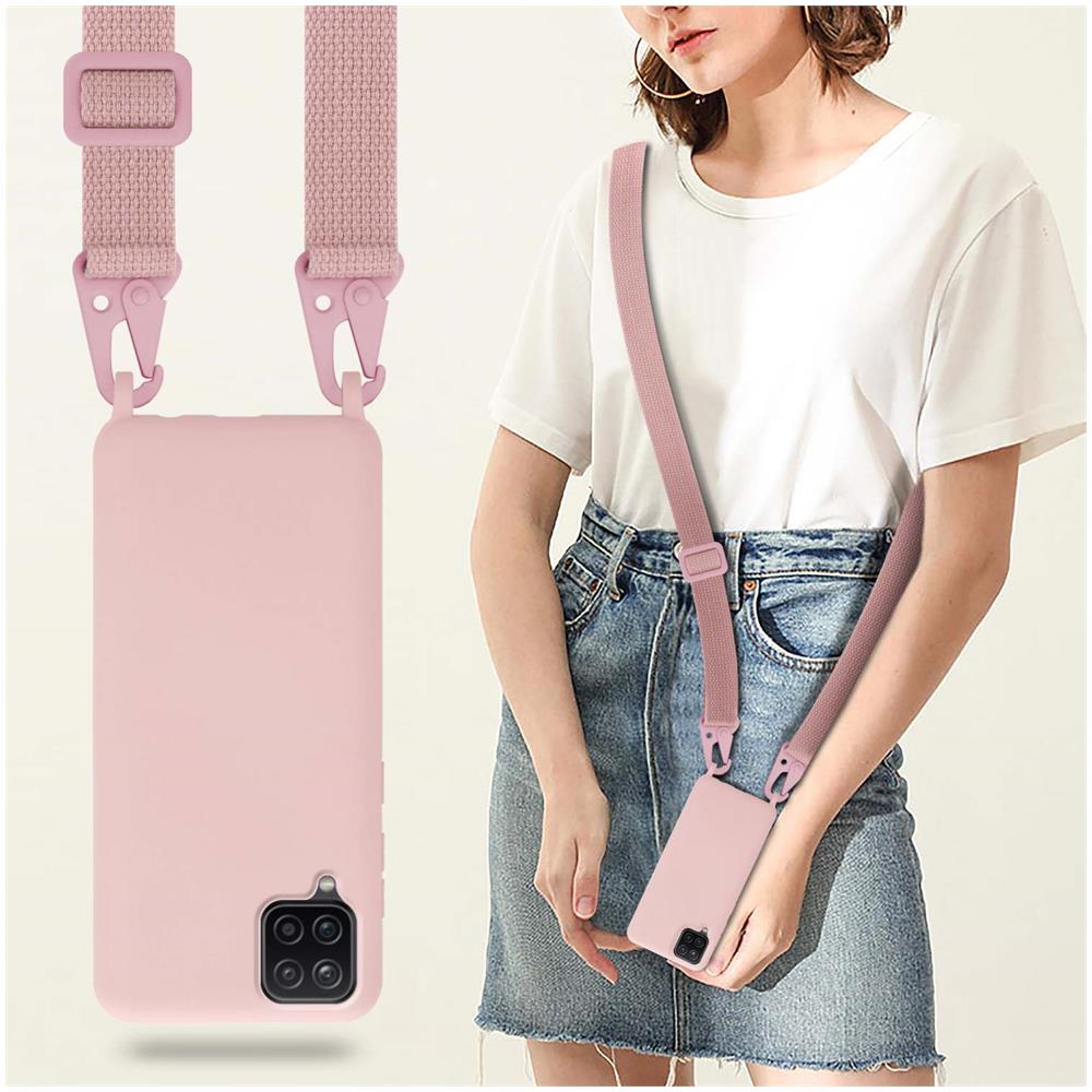 Catena Di Telefoni Cellulari Compatibile Con Samsung Galaxy A12 / M12 In Liquid Rosa - Coperchio Di Protezione In Silicone Con Cordino Regolabile In Lunghezza - Foto 6