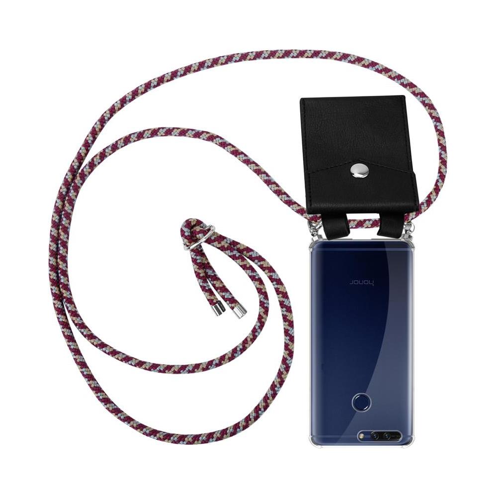 Catena Di Telefoni Cellulari Compatibile Con Honor 8 Pro In Rosso Giallo Bianco - Coperchio Protettivo In Silicone Con Anelli D'argento, Cinturino In Corda E Custodia Staccabile - Foto 1