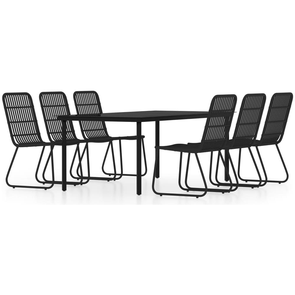 Set Da Pranzo Per Giardino 7 Pz Con Cuscini Nero - Foto 1
