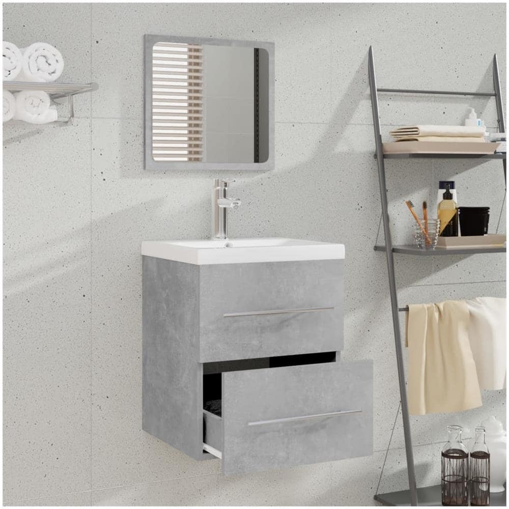 Mobile Da Bagno Con Specchio Grigio Cemento 41x38,5x48 Cm - Foto 3