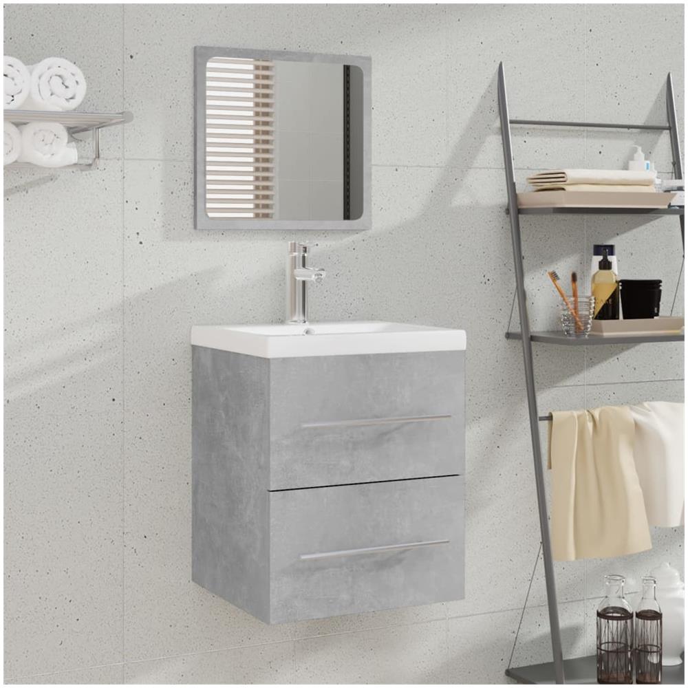 Mobile Da Bagno Con Specchio Grigio Cemento 41x38,5x48 Cm - Foto 1