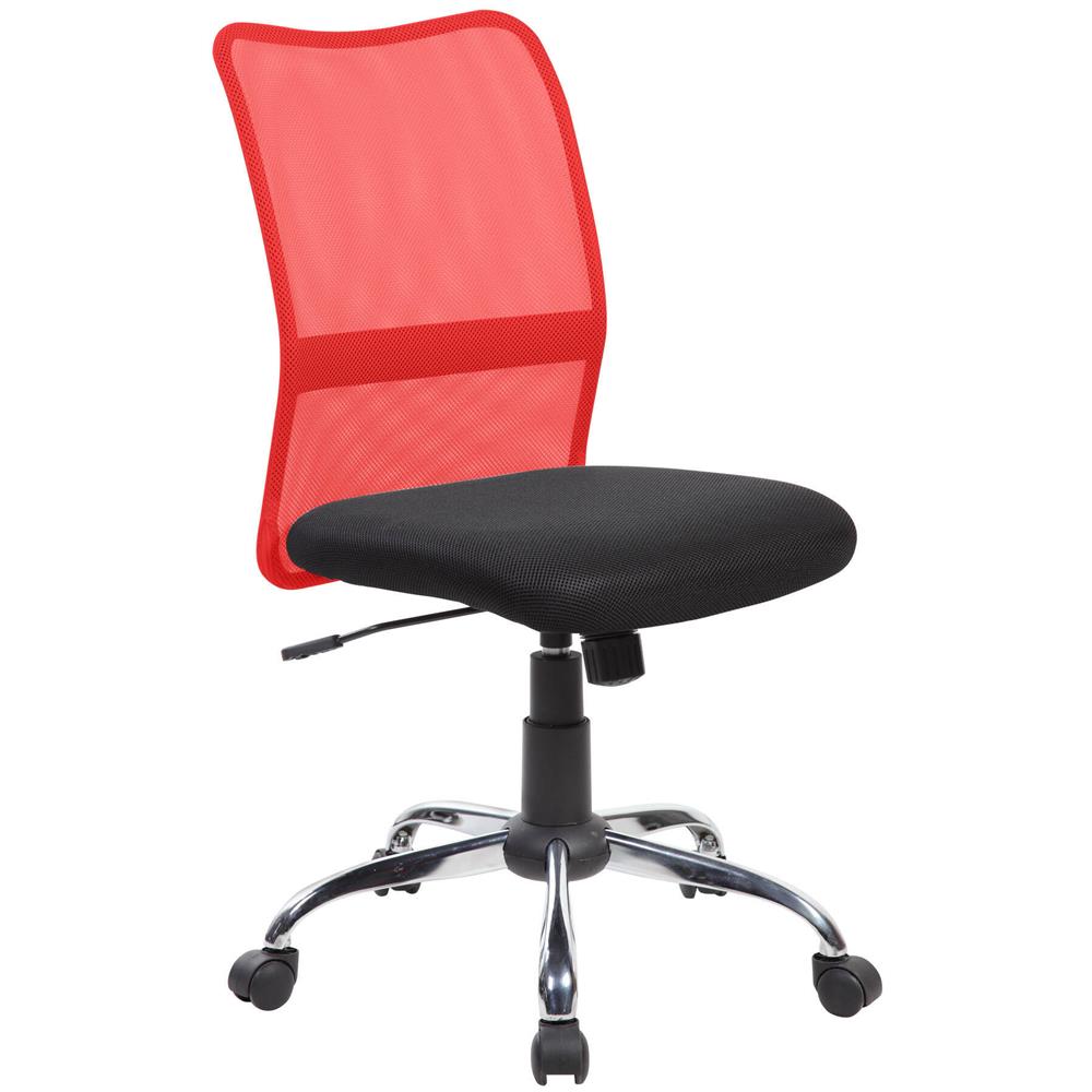 Sedia Da Ufficio Bomaderry, Sedia Operativa A Rete, Seduta Ergonomica Da Ufficio, 57x46h90/100 Cm, Nero E Rosso - Foto 1