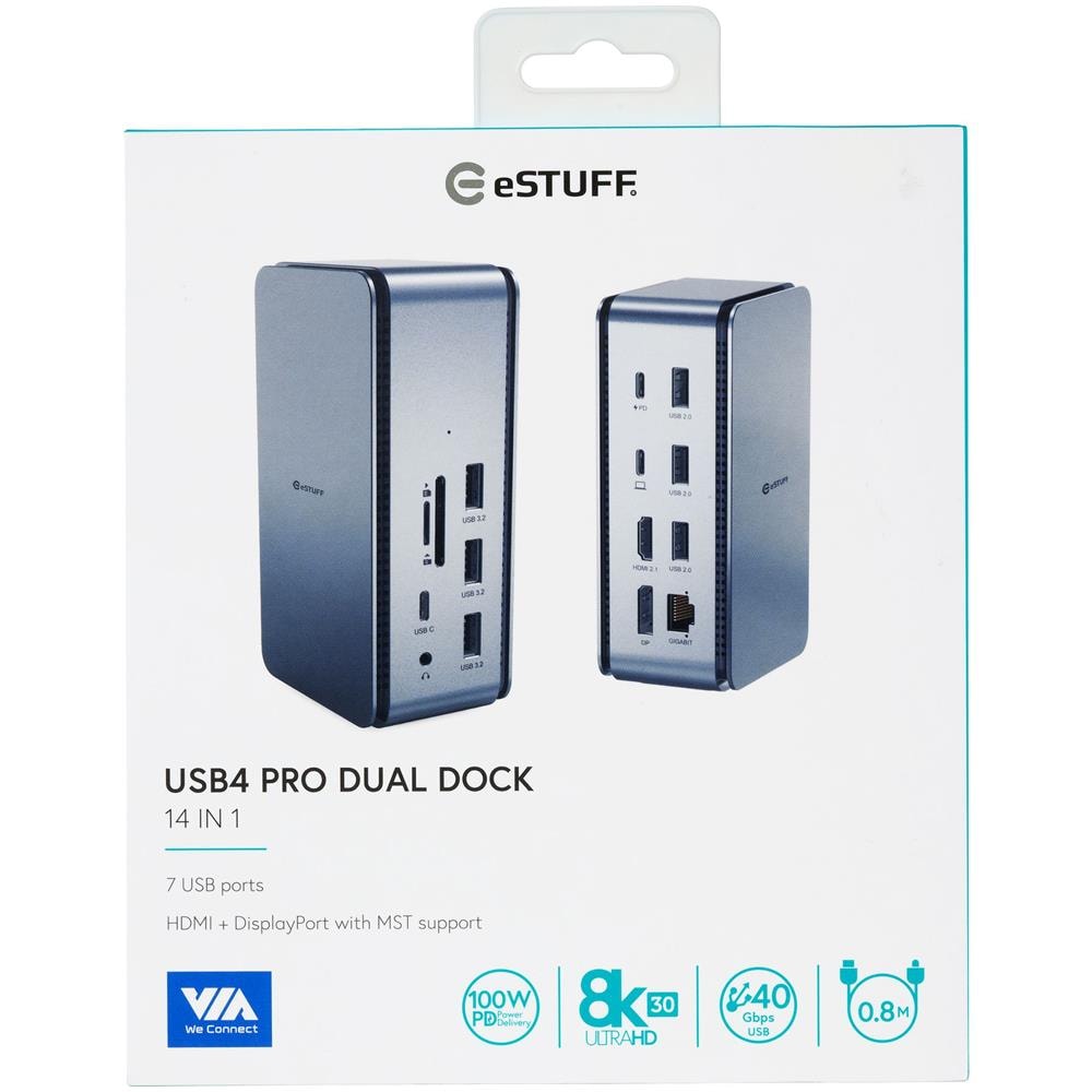 ES623015 replicatore di porte e docking station per laptop Cablato USB4 Alluminio, Nero - Foto 2