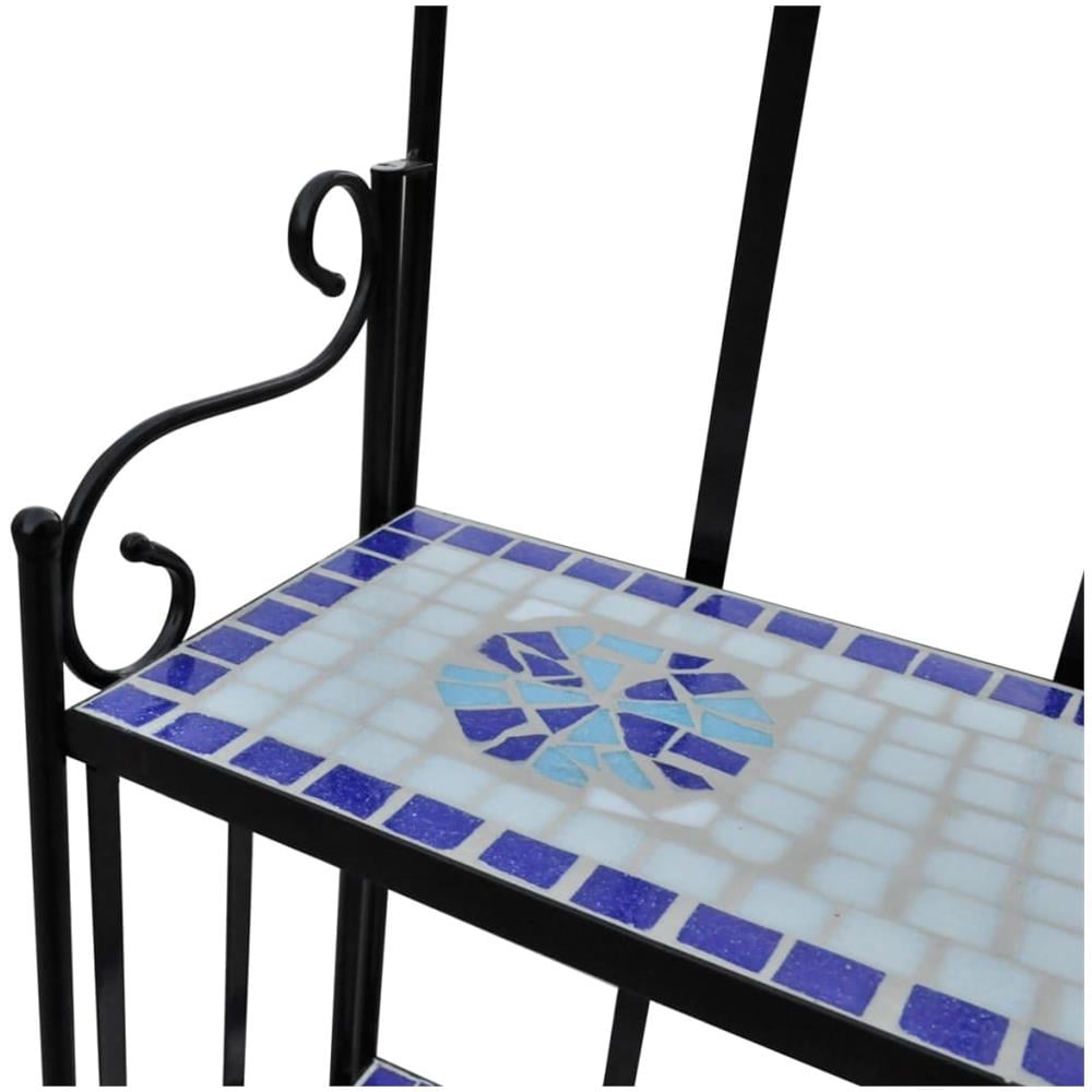 Supporto Esibizione Piante Modello Mosaico Blu E Bianco - Foto 5