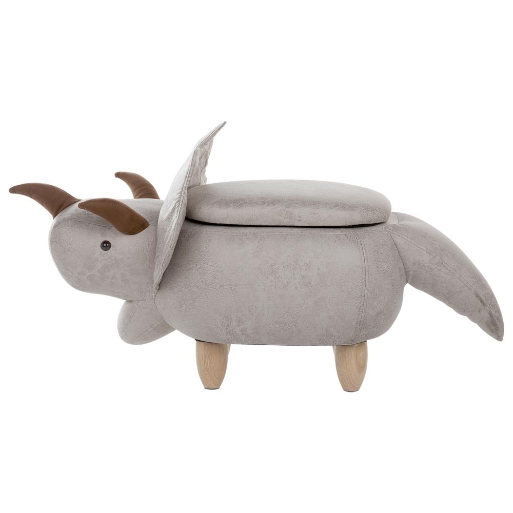 Pouf Contenitore In Tessuto Grigio Chiaro Triceratops - Foto 2