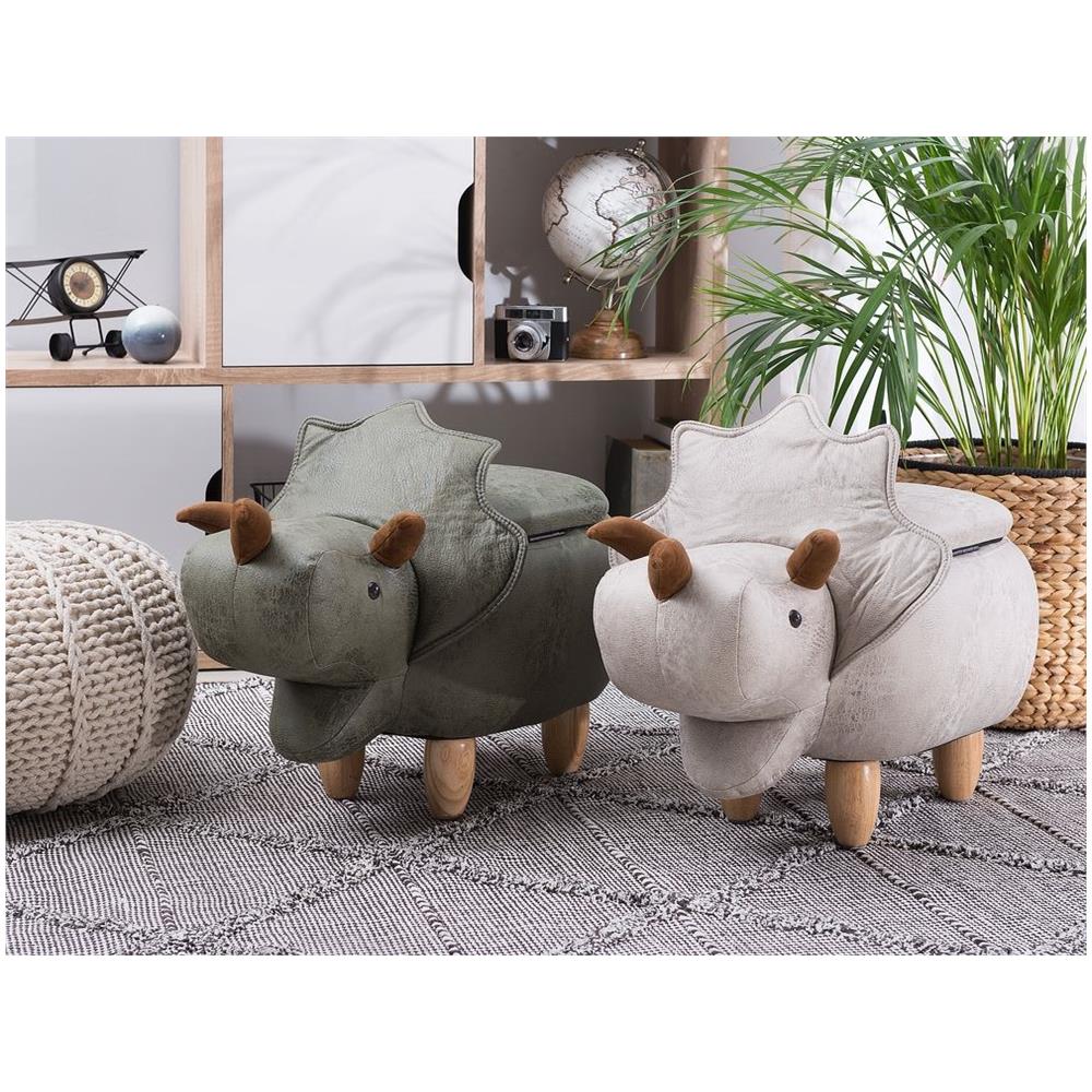 Pouf Contenitore In Tessuto Grigio Chiaro Triceratops - Foto 1