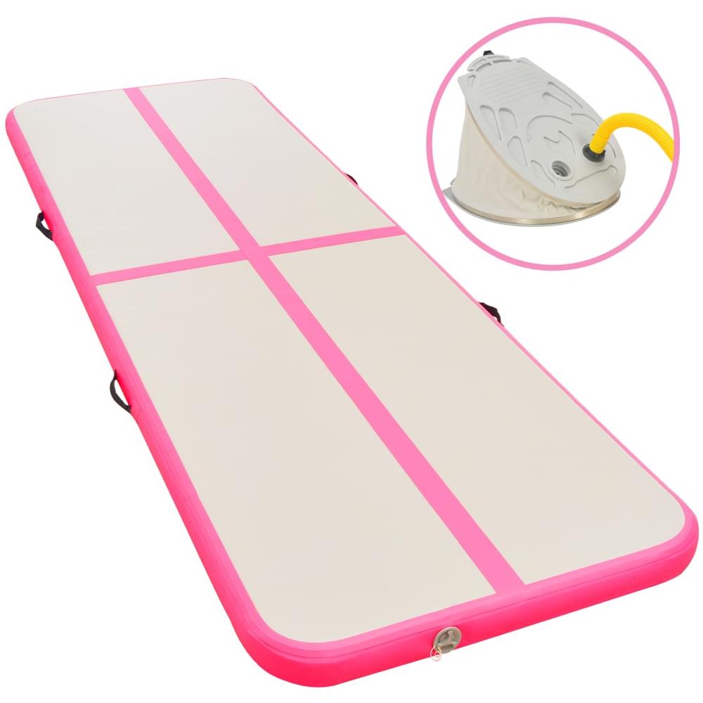 Tappetino Ginnastica Gonfiabile Con Pompa 400x100x10cm Pvc Rosa - Foto 1