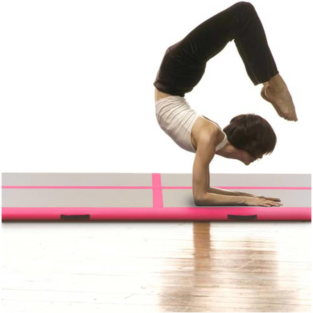 Tappetino Ginnastica Gonfiabile Con Pompa 400x100x10cm Pvc Rosa - Foto 2