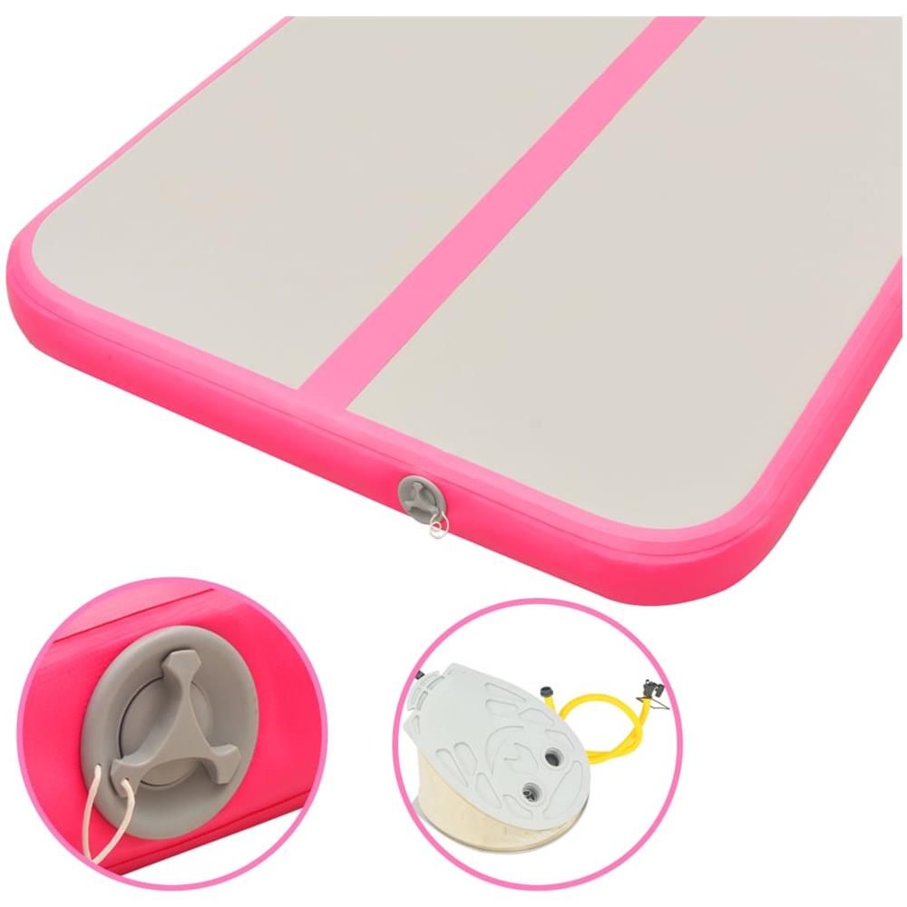 Tappetino Ginnastica Gonfiabile Con Pompa 400x100x10cm Pvc Rosa - Foto 8