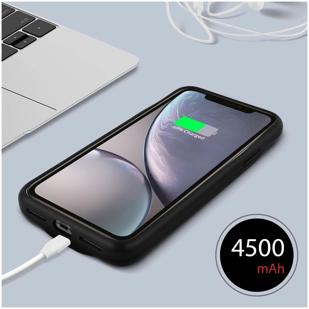 Cover Iphone Xr Protezione Rigida 2 In 1 Batteria 4500mah Nero - Foto 5