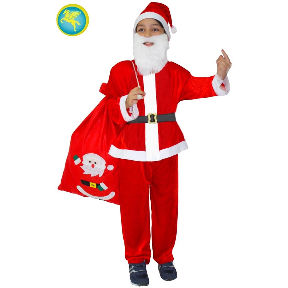 Costume Babbo Natale Ciniglia Bambino Taglia 7/9 Anni - Foto 1