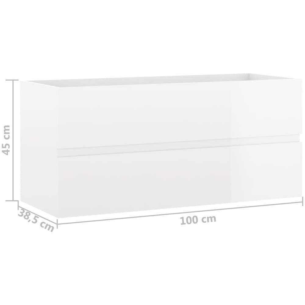 Mobile Lavabo Bianco Lucido 100x38,5x45 cm in Legno Multistrato - Foto 6