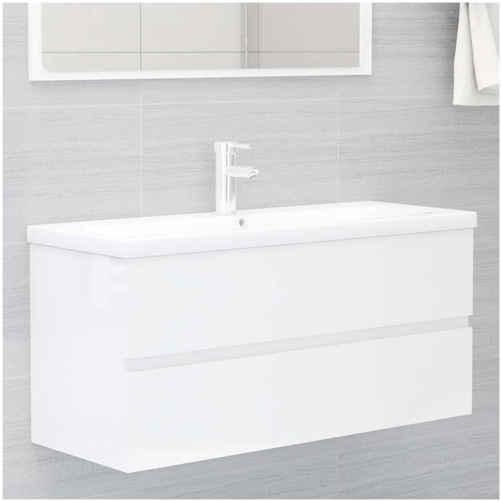 Mobile Lavabo Bianco Lucido 100x38,5x45 cm in Legno Multistrato - Foto 1