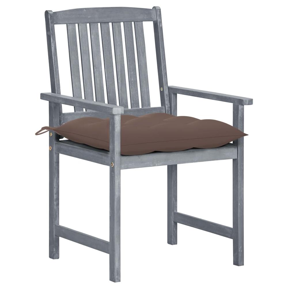 Sedie da Giardino con Cuscini 8 pz in Massello di Acacia Grigie - Foto 3