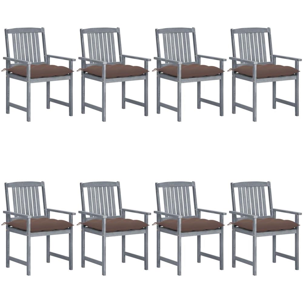 Sedie da Giardino con Cuscini 8 pz in Massello di Acacia Grigie - Foto 1