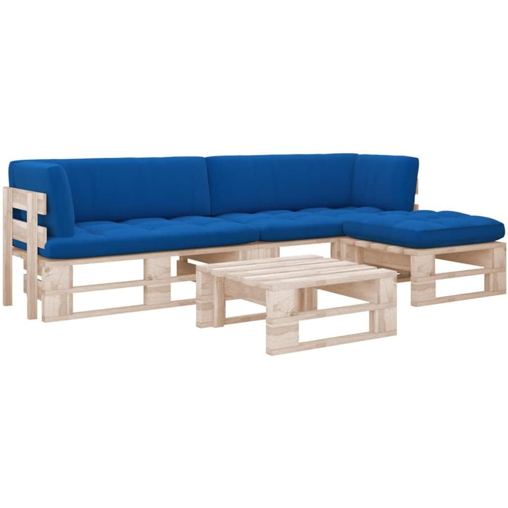 Set Divani a Pallet e Cuscini 4 pz in Legno di Pino Impregnato - Foto 1
