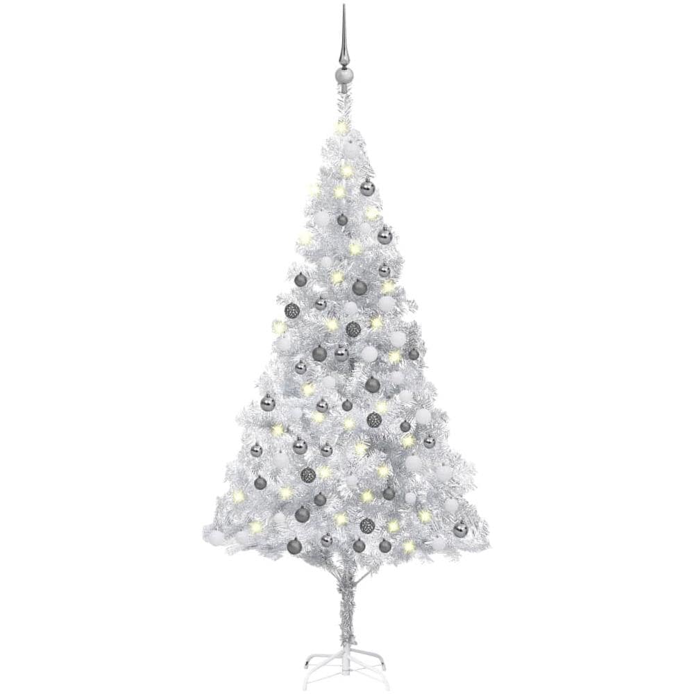 Set Albero Natale Artificiale LED e Palline Argento 180 cm PET - Foto 1