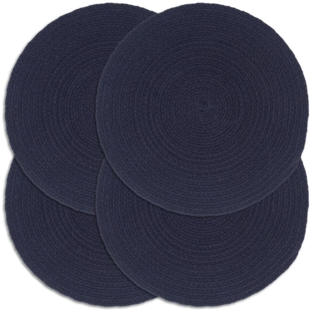 Tovagliette 4 Pz Blu Marino Neutro 38 Cm Rotonde In Cotone - Foto 1