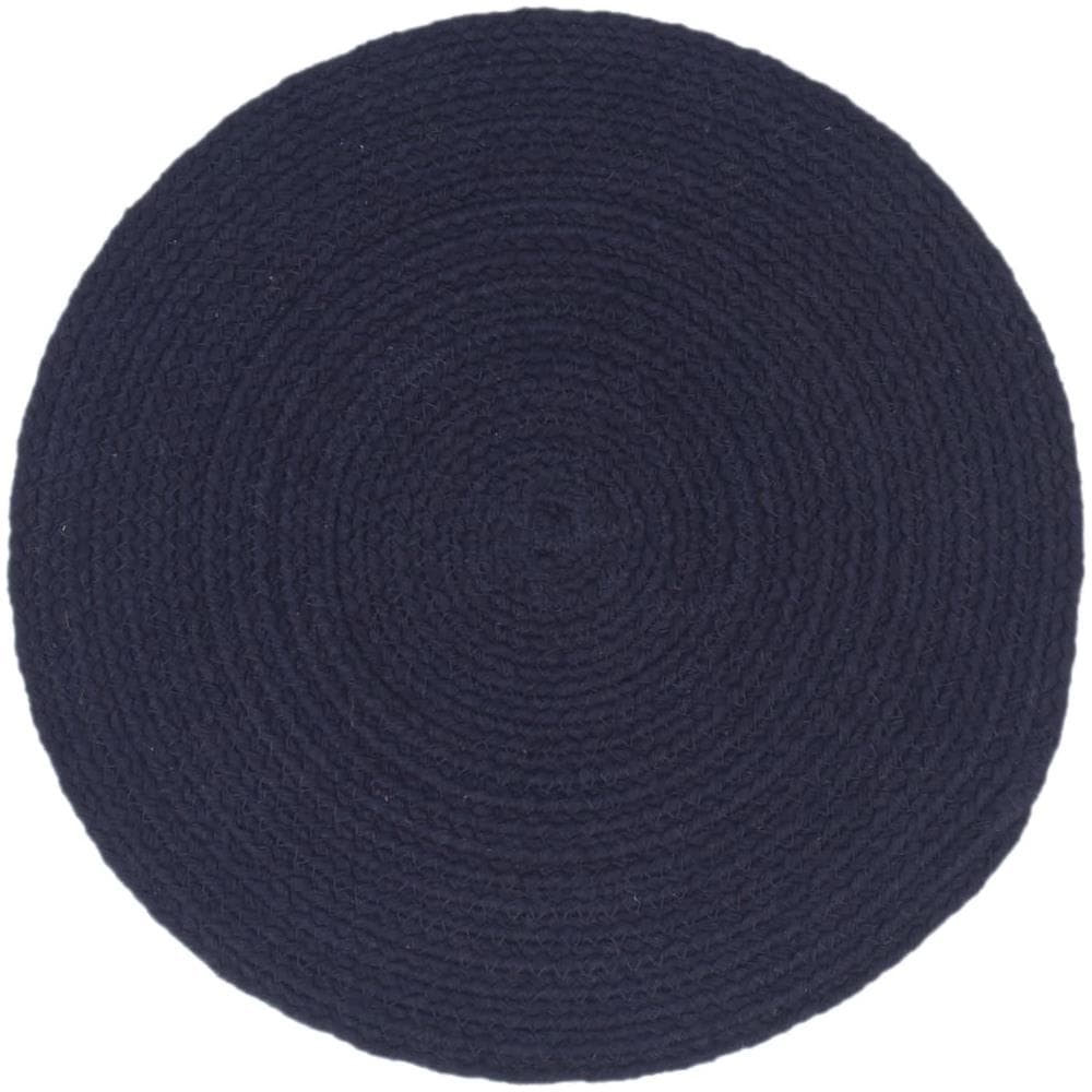 Tovagliette 4 Pz Blu Marino Neutro 38 Cm Rotonde In Cotone - Foto 2