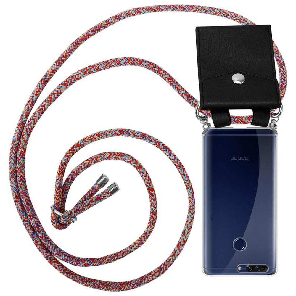 Catena Di Telefoni Cellulari Compatibile Con Honor 8 Pro In Colorful Parrot - Coperchio Protettivo In Silicone Con Anelli D'argento, Cinturino In Corda E Custodia Staccabile - Foto 1