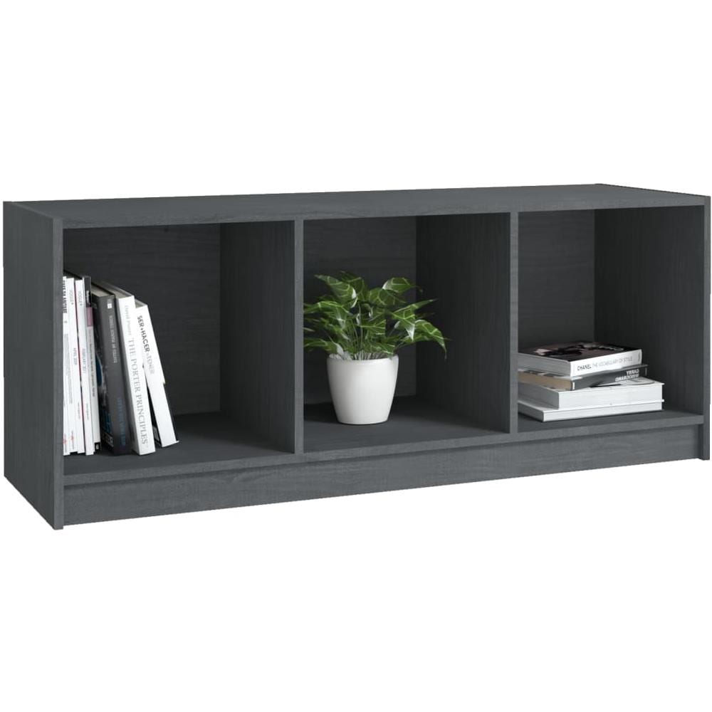 Mobile Porta Tv Grigio 104x33x41 Cm In Legno Massello Di Pino - Foto 2