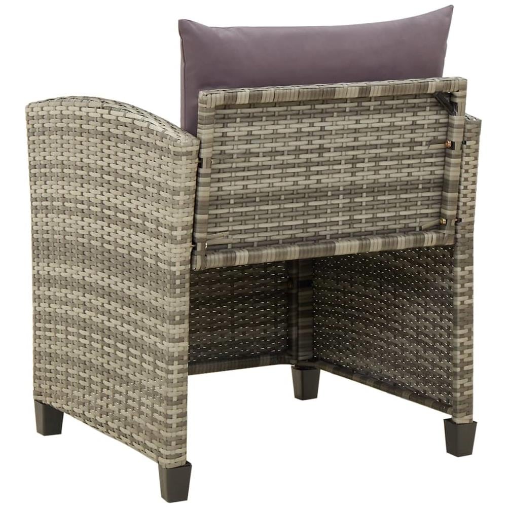 Sedia Da Giardino Con Cuscini In Polyrattan Grigio - Foto 3
