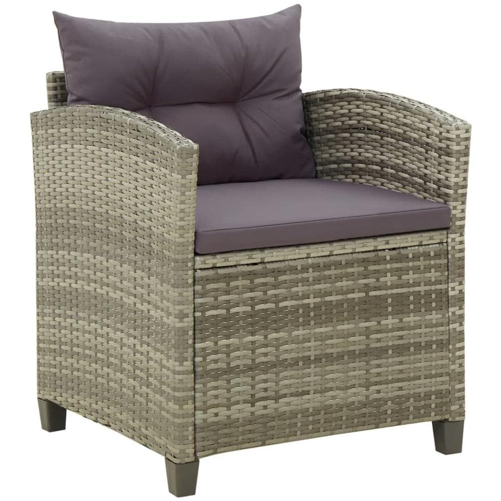 Sedia Da Giardino Con Cuscini In Polyrattan Grigio - Foto 1