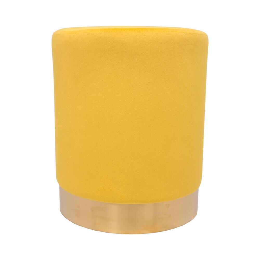 Pouf Salotto Camera Rotondo Imbottito Modello Cilindro Velvet In Tinta Unita Pouf Senape - Foto 1