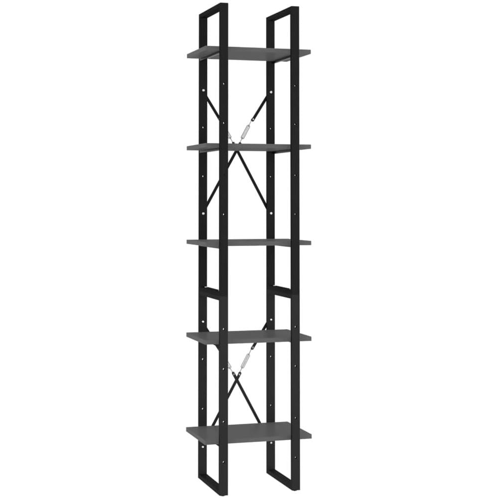 Libreria a 5 Ripiani Grigia 40x30x175 cm in Legno Multistrato - Foto 1