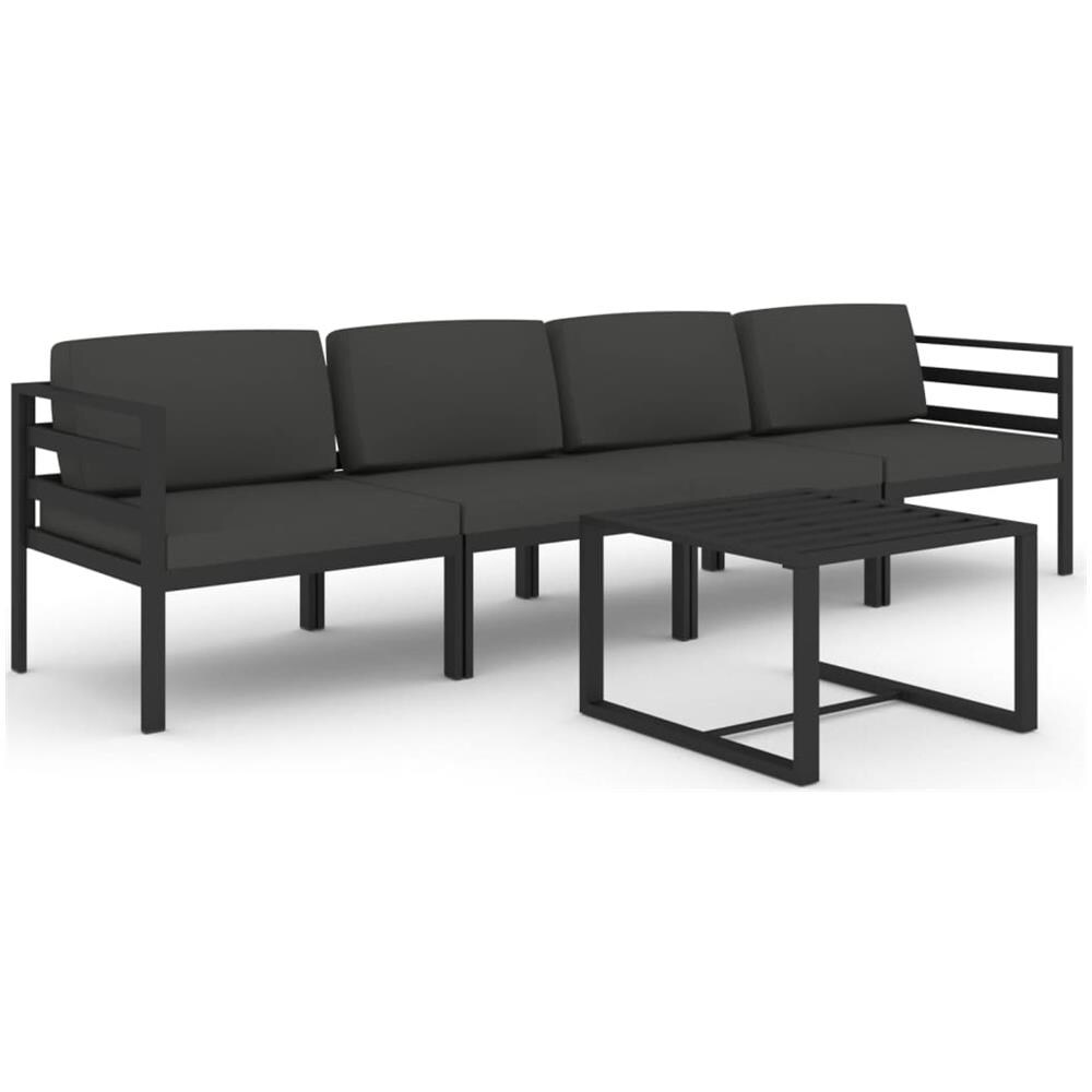 Set Divani Da Giardino 5 Pz Con Cuscini In Alluminio Antracite - Foto 2