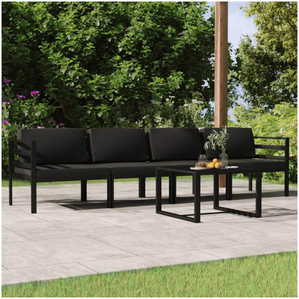 Set Divani Da Giardino 5 Pz Con Cuscini In Alluminio Antracite - Foto 1