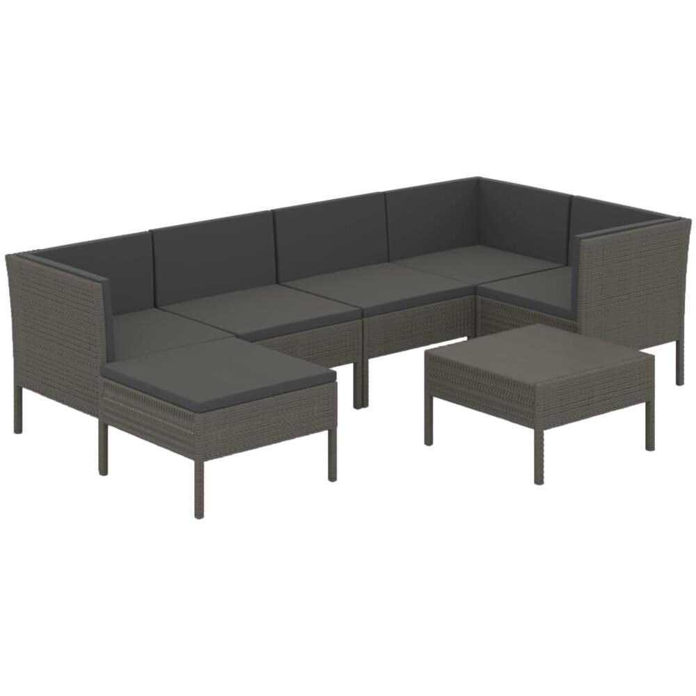 Set Divani Da Giardino 7 Pz Con Cuscini In Polyrattan Grigio - Foto 2