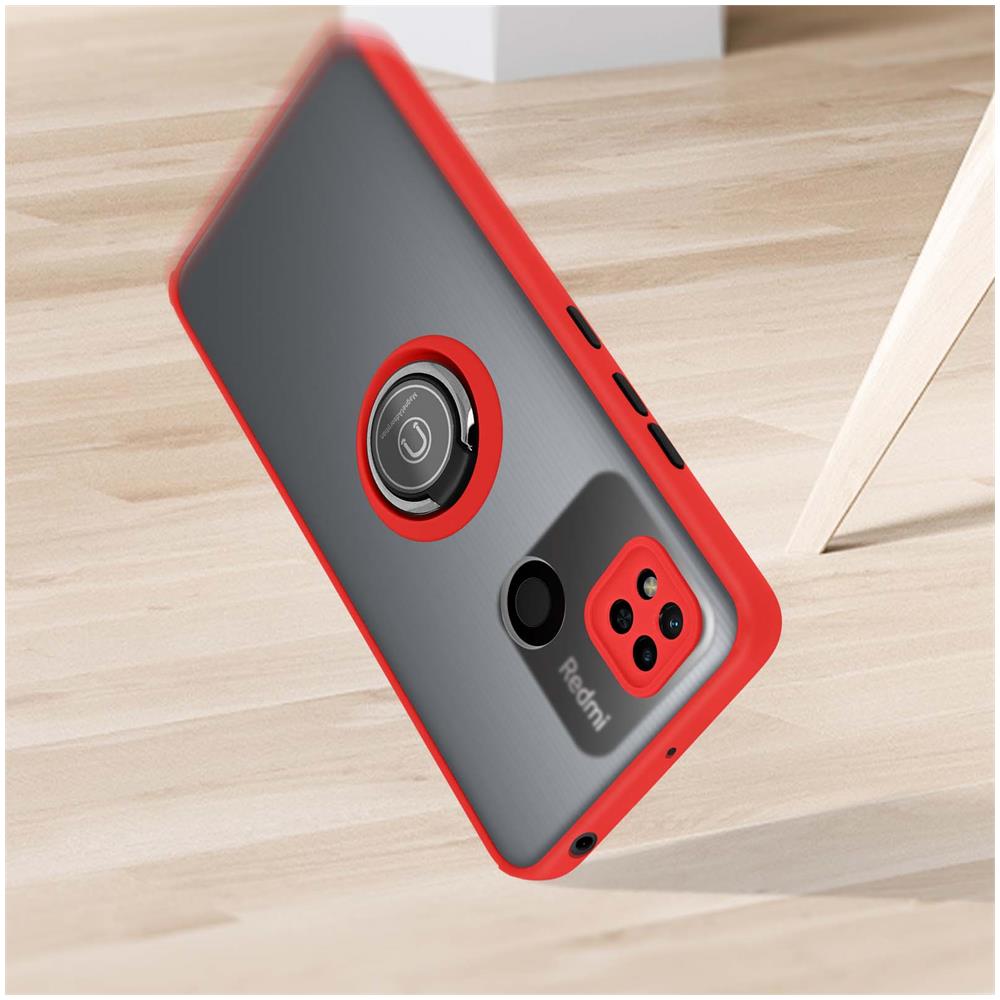 Cover Xiaomi Redmi 10a Bimateria Anello Metallico Supporto Rossa - Foto 2